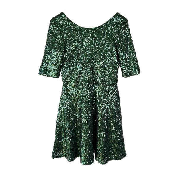 French Connection : Ozlem Green Sequin Short Skater Dress A-Line : 6 - Picture 1 of 11